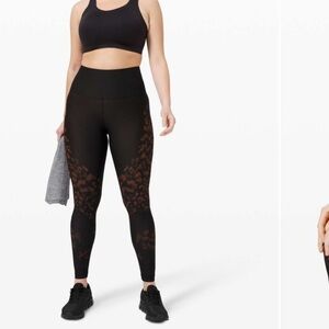 Lululemon Mapped out Camo leggings in black/ burnt orange G77